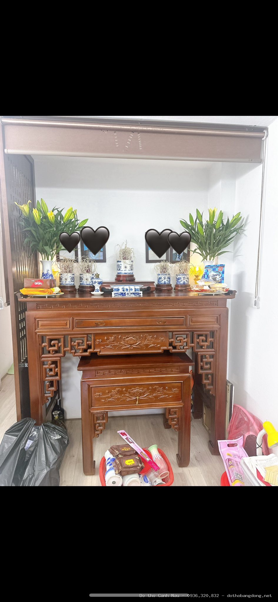 Bàn thờ 2 tầng gỗ hương cao cấp - Đồ thờ Sơn Vũ